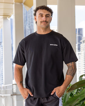 Daily Regular Fit Tee - Black-T-Shirts-S-012612BLK-S-MNAPPRL48188-1-Muscle Nation