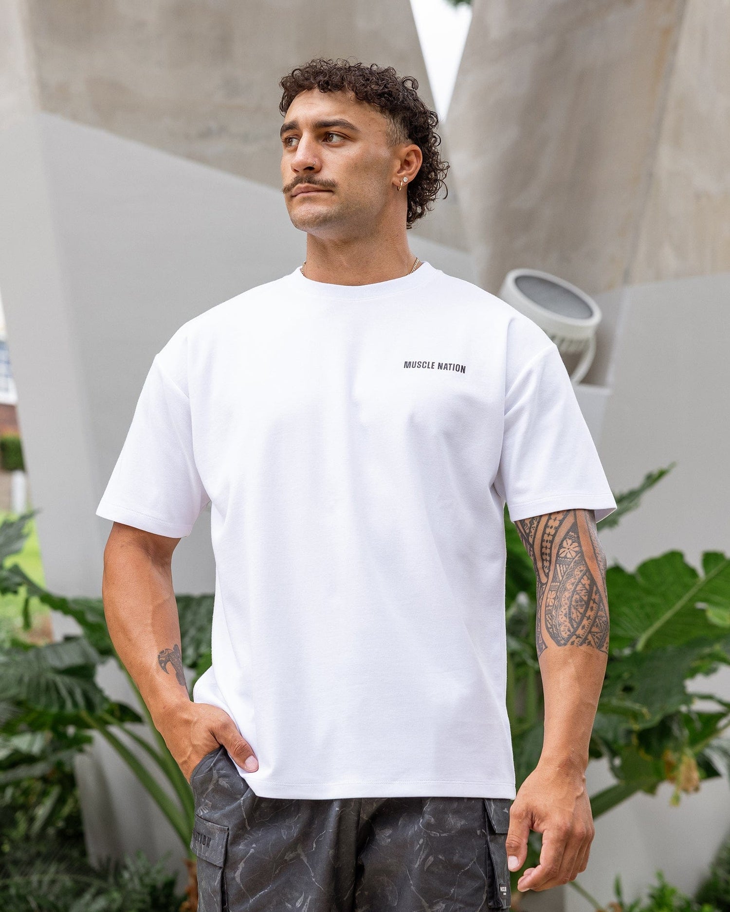 Daily Regular Fit Tee in White - Muscle Nation men's gym tee
