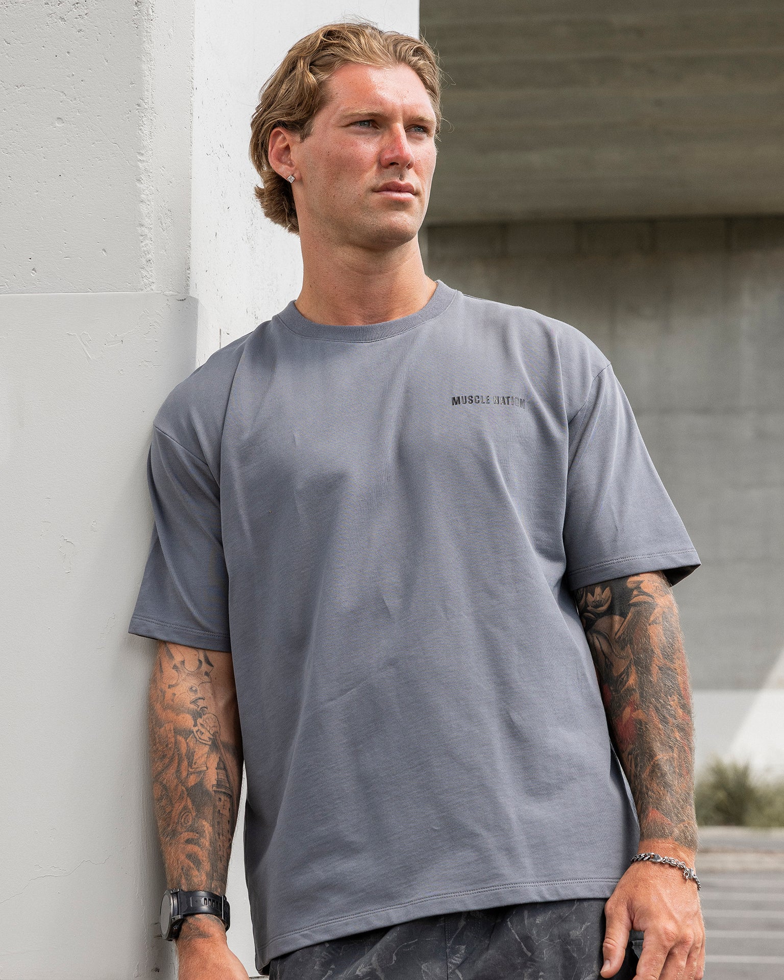 Essential Regular Fit Tee - Mid Grey-T-Shirts-S-122507MDGR-S-MNAPPRL48048-1-Muscle Nation