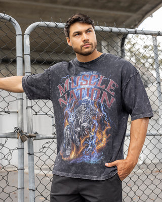Full Throttle Oversized Vintage Tee - Washed Black-T-Shirts-XS-122504WSHBLK-XS-MNAPPRL48070-1-Muscle Nation