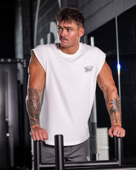 Gothic Boxy Muscle Tank - White