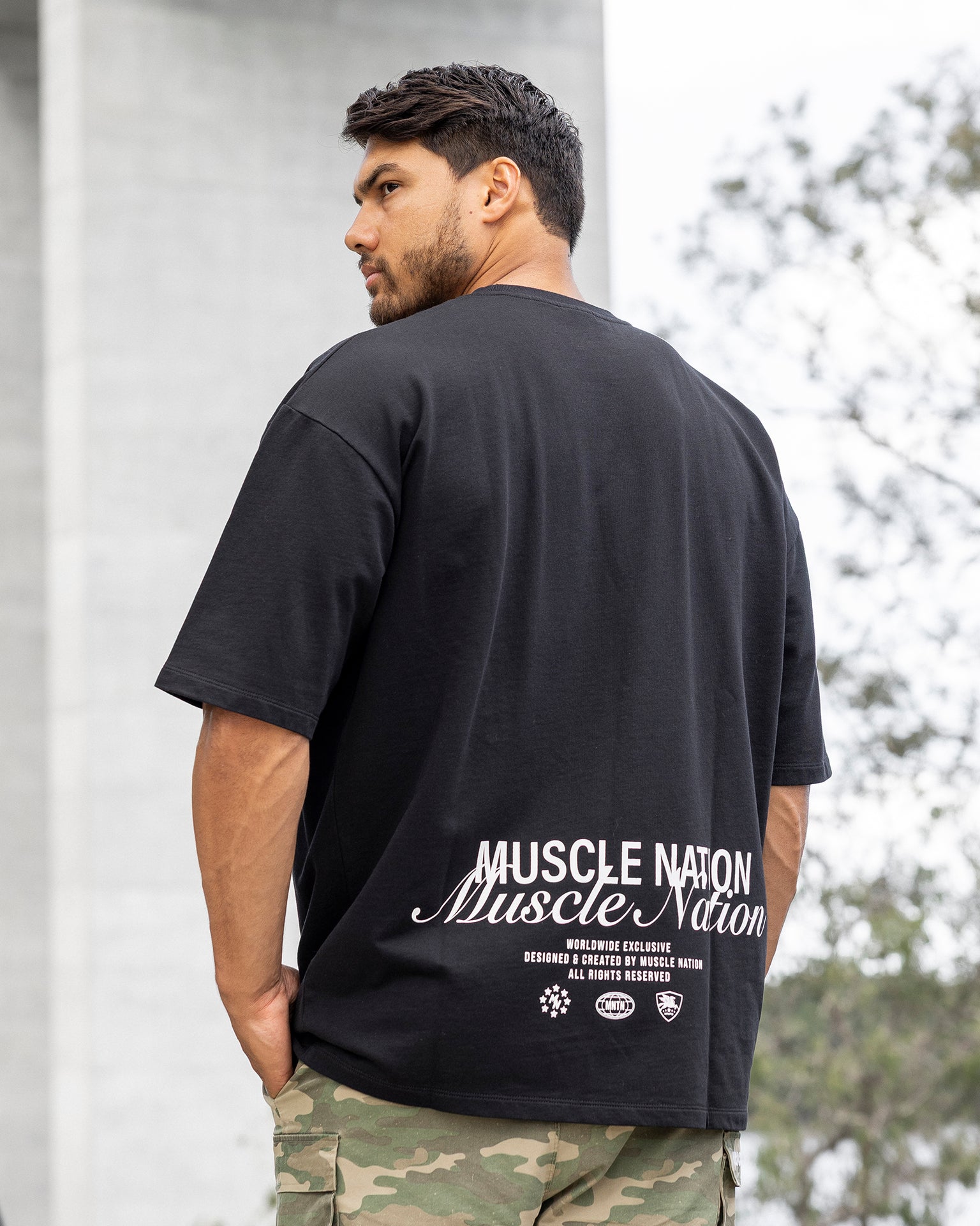 Loopback Oversized Tee - Black-T-Shirts-XS-042501BLK-XS-MNAPPRL41702-1-Muscle Nation