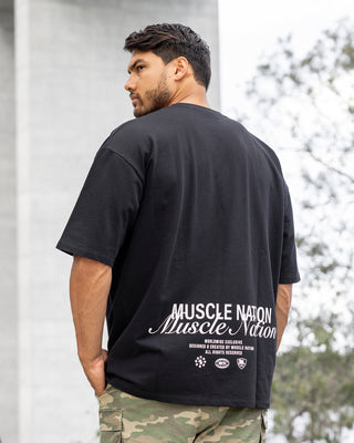 Loopback Oversized Tee - Black-T-Shirts-XS-042501BLK-XS-MNAPPRL41702-1-Muscle Nation