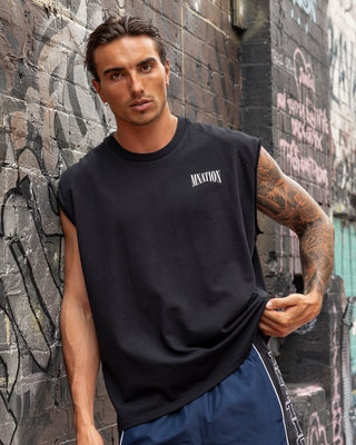 Off Duty Boxy Muscle Tank - Black-Singlets & Tanks-S-022621BLK-S-MNAPPRL48677-1-Muscle Nation