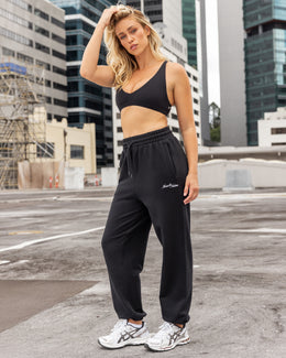 Routine Slouchy Trackies - Black-Bottoms-XXS-032625BLK-XXS-MNAPPRL49287-1-Muscle Nation