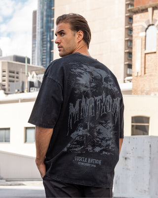 Ruins Oversized Vintage Tee - Washed Black-T-Shirts-XS-032642WSHBLK-XS-MNAPPRL49751-1-Muscle Nation