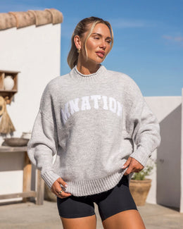 Sorority Knit Snow Grey Marl - Muscle Nation women's hoodie