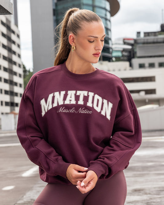 Studio Boxy Pullover - Dark Cherry-Jumpers & Hoodies-XXS-032620DKCHRY-XXS-MNAPPRL49251-1-Muscle Nation