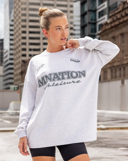 United Loopback Oversized Long Sleeve Top - Snow Grey Marl-Long Sleeve T-Shirts-XXS-032617SNGRYMR-XXS-MNAPPRL49413-1-Muscle Nation