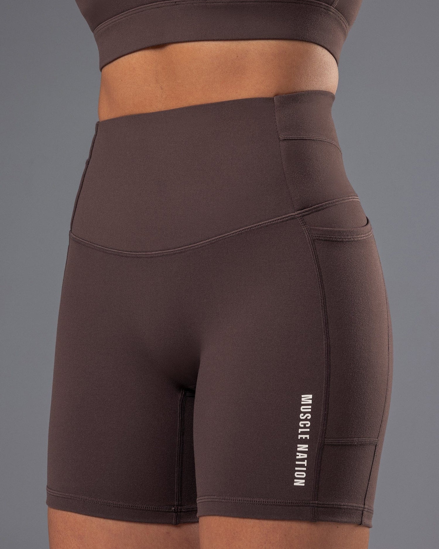 Unrivalled Everyday Pocket Bike Shorts Cola - Muscle Nation women's bike shorts