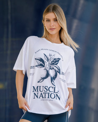 Lemon Squeezy Oversized Tee - White-T-Shirts-XXS-1125229WHT-XXS-MNAPPRL46206-1-Muscle Nation