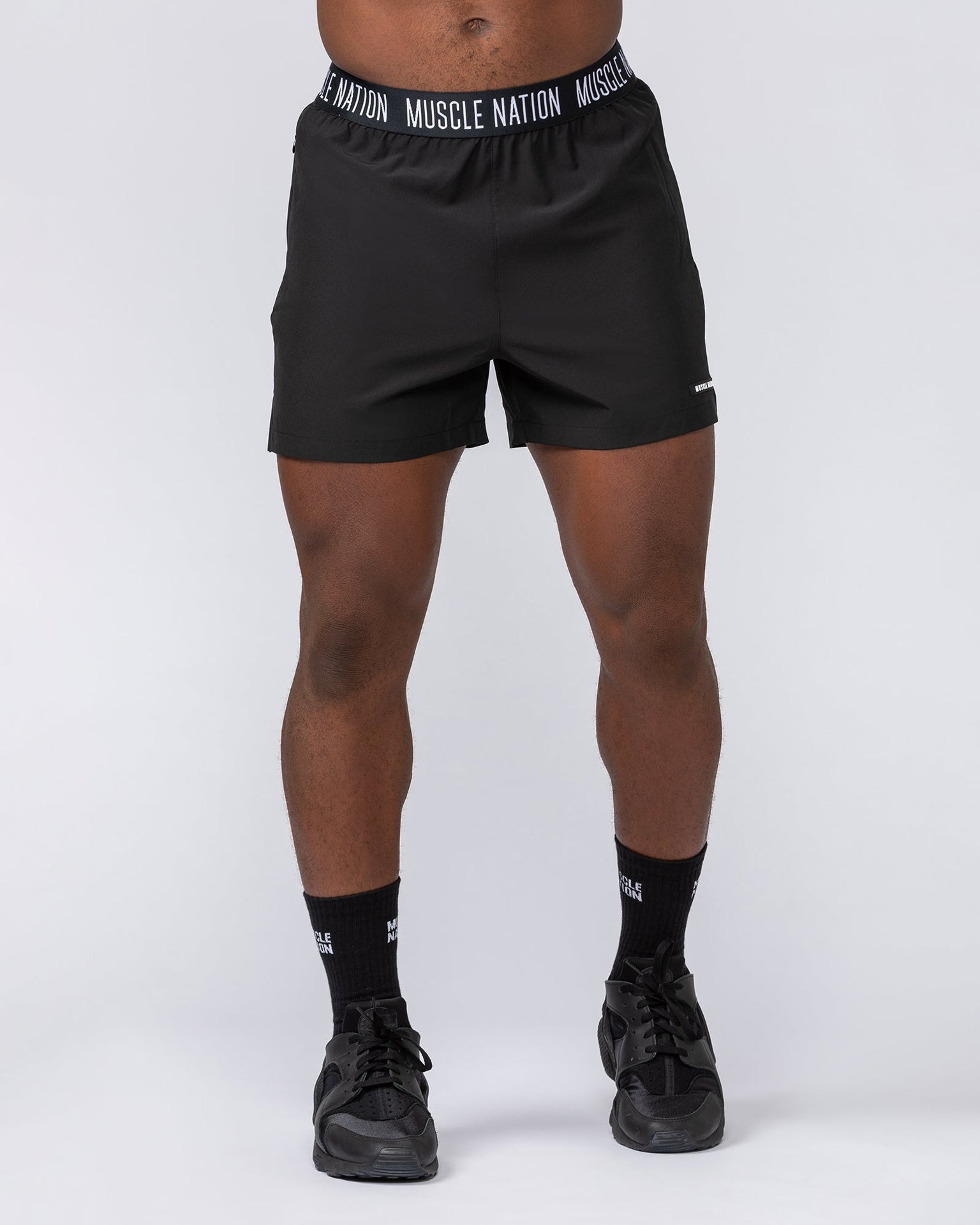 Level Up Training 4" Shorts - Black (Black Logo)-Shorts-S-112364BLK-S-MNAPPRL30118-2-Muscle Nation