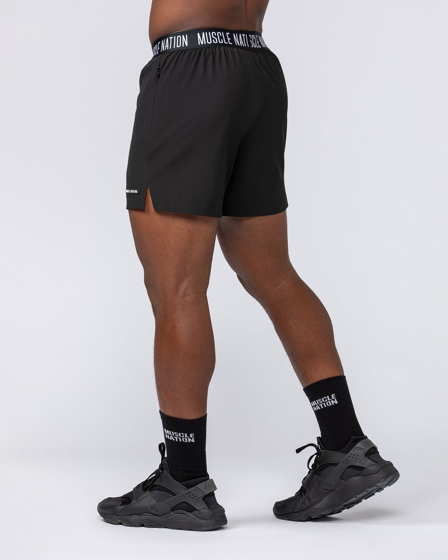 Level Up Training 4" Shorts - Black (Black Logo)-Shorts-S-112364BLK-S-MNAPPRL30118-4-Muscle Nation