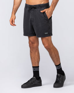 Loopback 5" Sweat Shorts Washed Black - Muscle Nation men's sweat shorts
