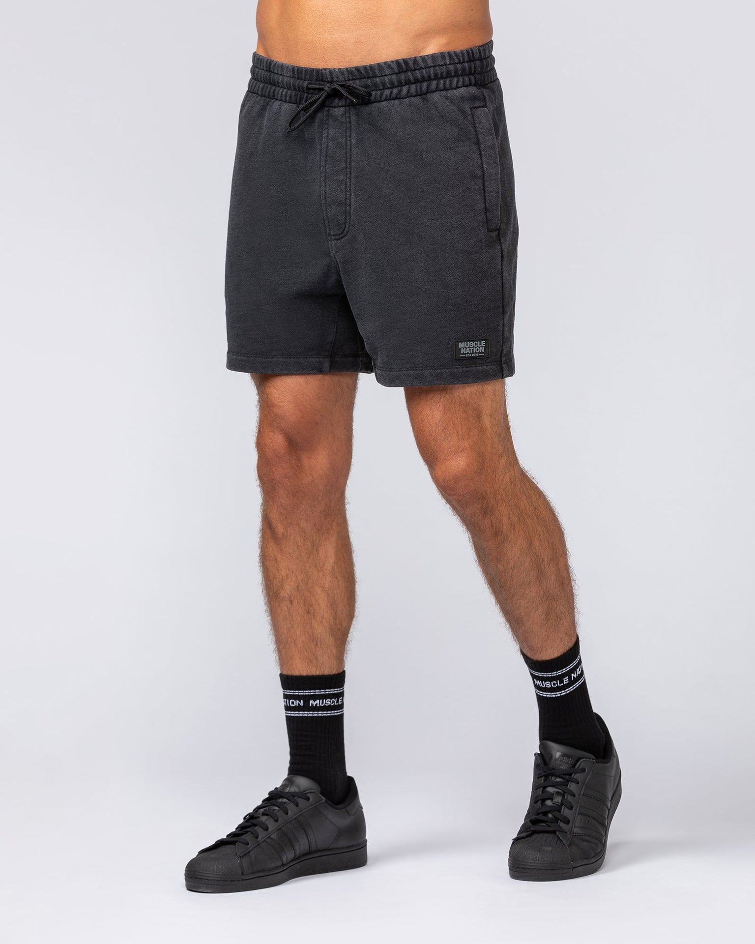 Loopback 5" Sweat Shorts - Washed Black-Shorts-S-032520WSHBLK-S-MNAPPRL41405-3-Muscle Nation