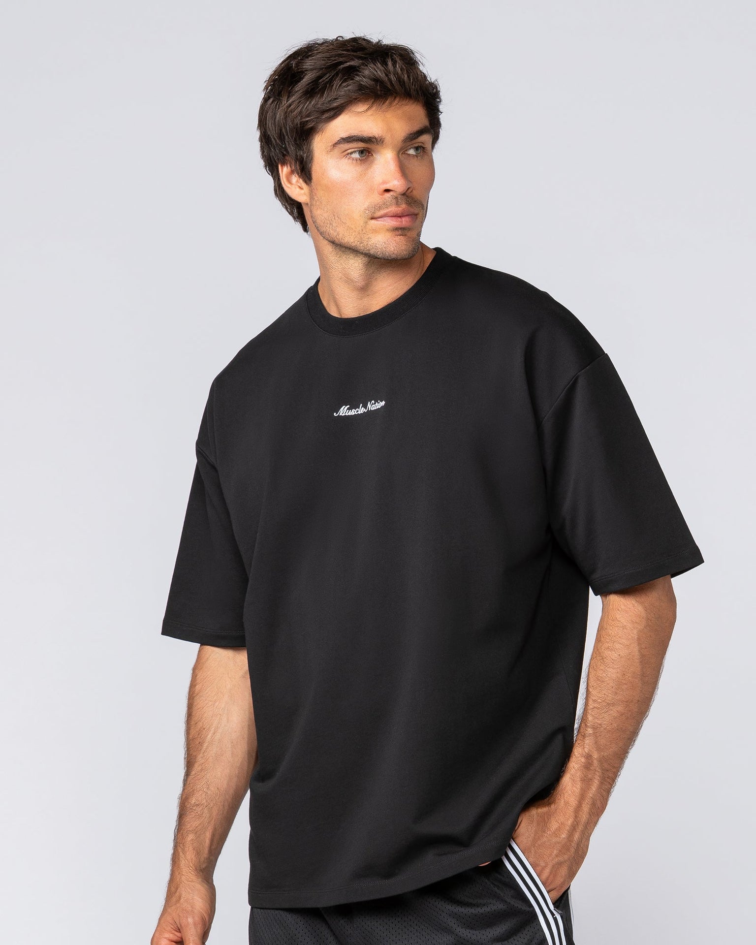 Loopback Oversized Tee - Black-T-Shirts-XS-042501BLK-XS-MNAPPRL41702-3-Muscle Nation