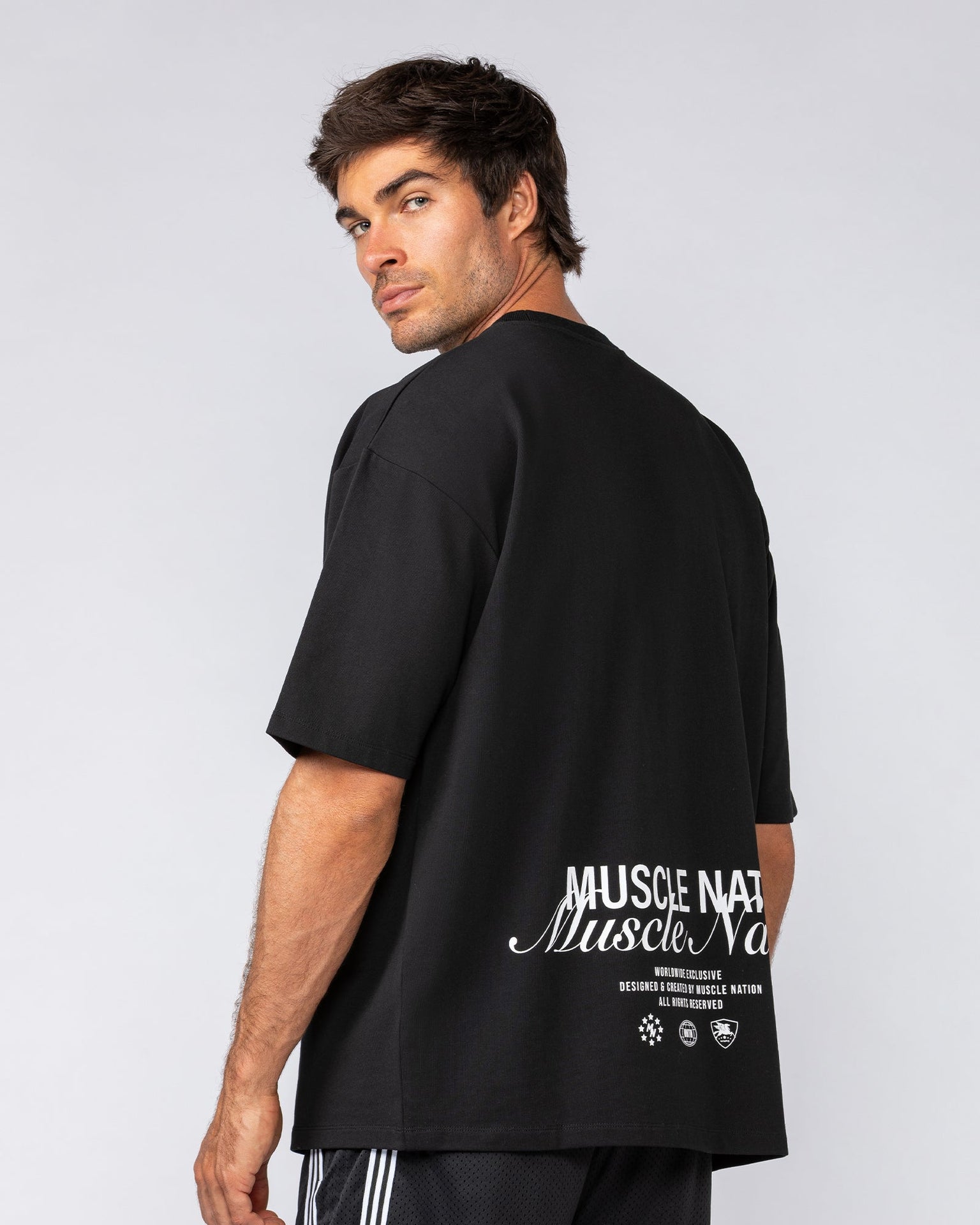 Loopback Oversized Tee - Black-T-Shirts-XS-042501BLK-XS-MNAPPRL41702-4-Muscle Nation