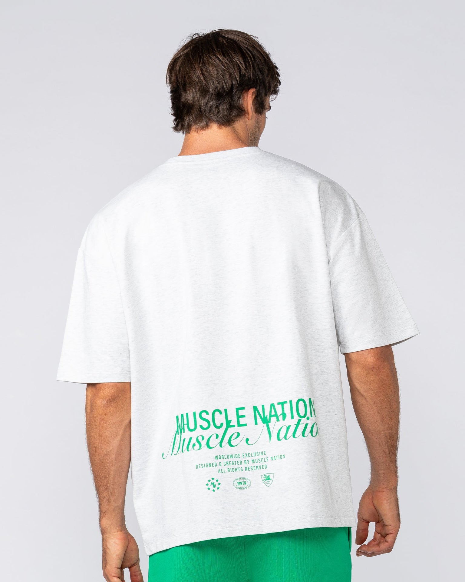 Loopback Oversized Tee - Snow Grey Marl-T-Shirts-XS-042501SNGRYMR-XS-MNAPPRL41726-1-Muscle Nation
