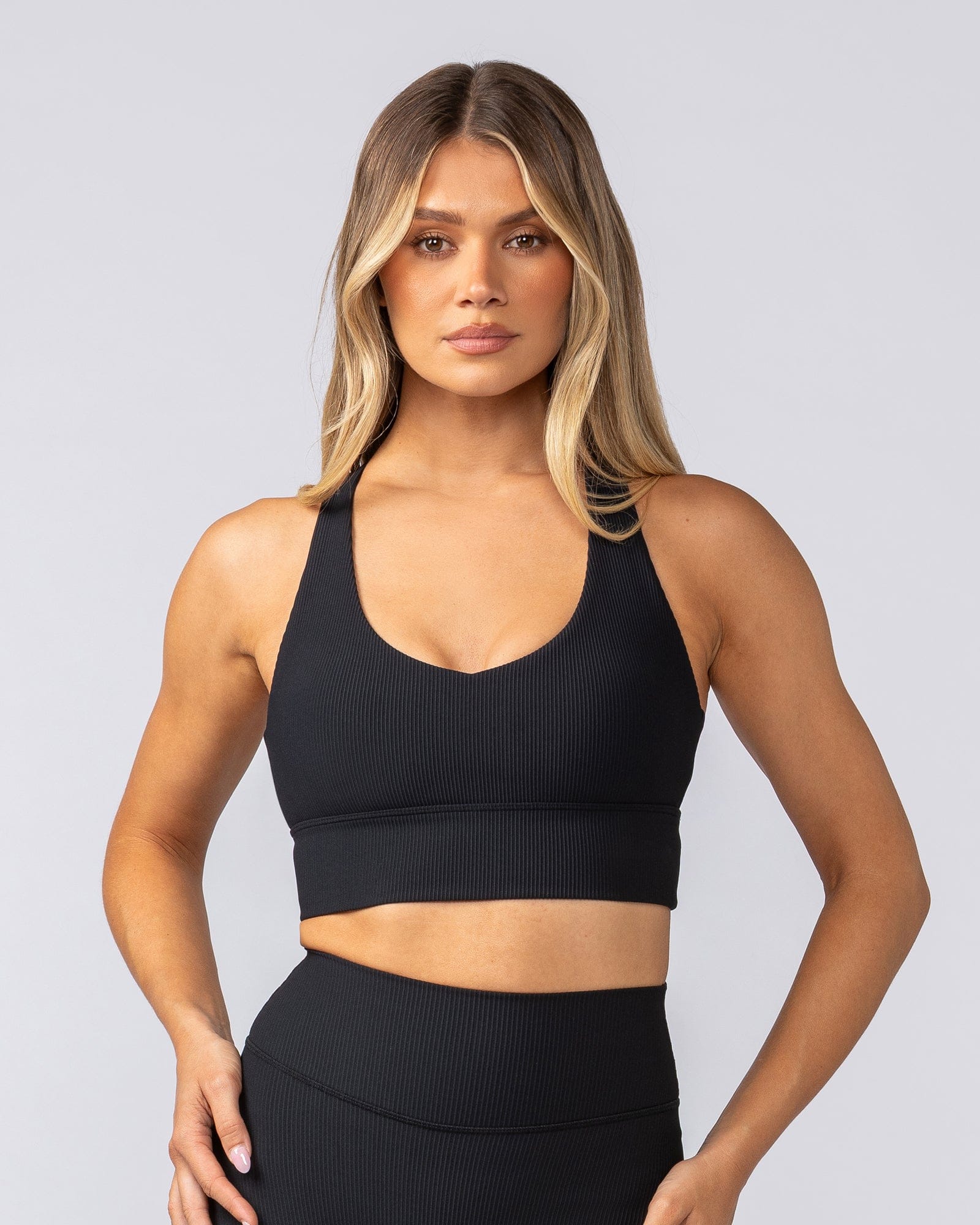 Lover Longline Rib Bra - Black | Muscle Nation