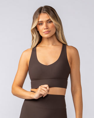 Lover Longline Rib Bra - Cocoa-Sports Bras-XXS-052501COCOA-XXS-MNAPPRL42496-1-Muscle Nation