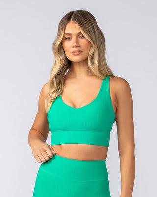 Lover Longline Rib Bra - Palm Leaf-Sports Bras-XXS-052501PMLF-XXS-MNAPPRL42505-2-Muscle Nation