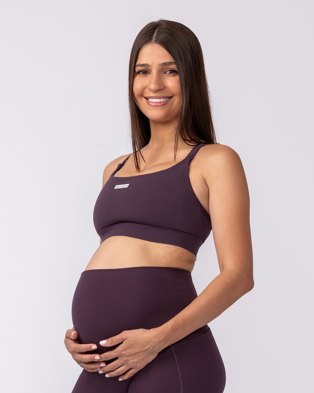 Maternity Aura Bra Midnight Plum - Muscle Nation maternity bra, view 3