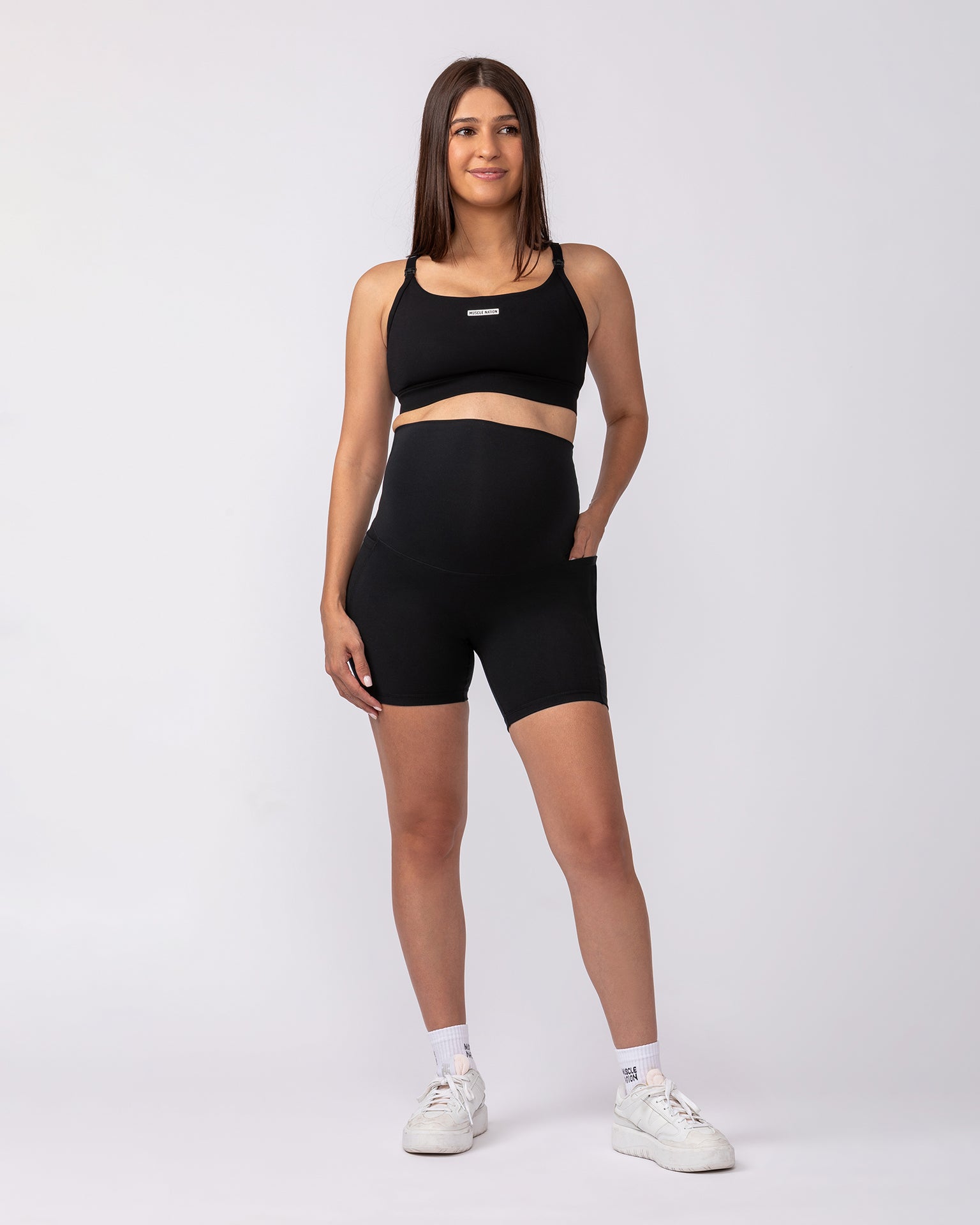 Maternity Everyday Pocket Bike Shorts - Black-Maternity-XS-92417BLK-XS-MNAPPRL42751-6-Muscle Nation