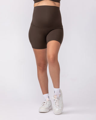 Maternity Everyday Pocket Bike Shorts - Deep Brown-Maternity-XS-92417DEPBRN-XS-MNAPPRL42735-2-Muscle Nation
