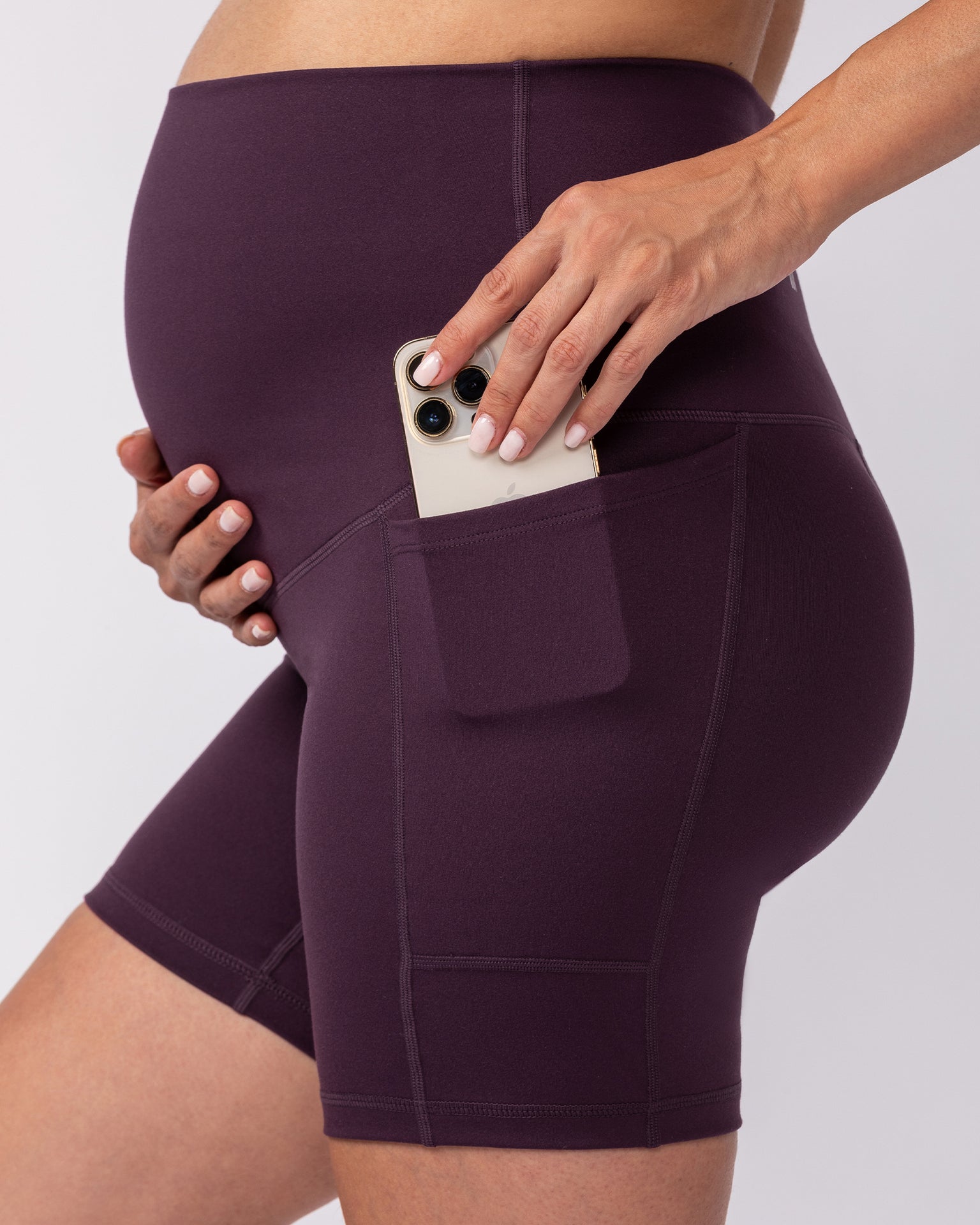 Maternity Everyday Pocket Bike Shorts - Midnight Plum-Maternity-XS-92417MIDNTPL-XS-MNAPPRL42743-1-Muscle Nation