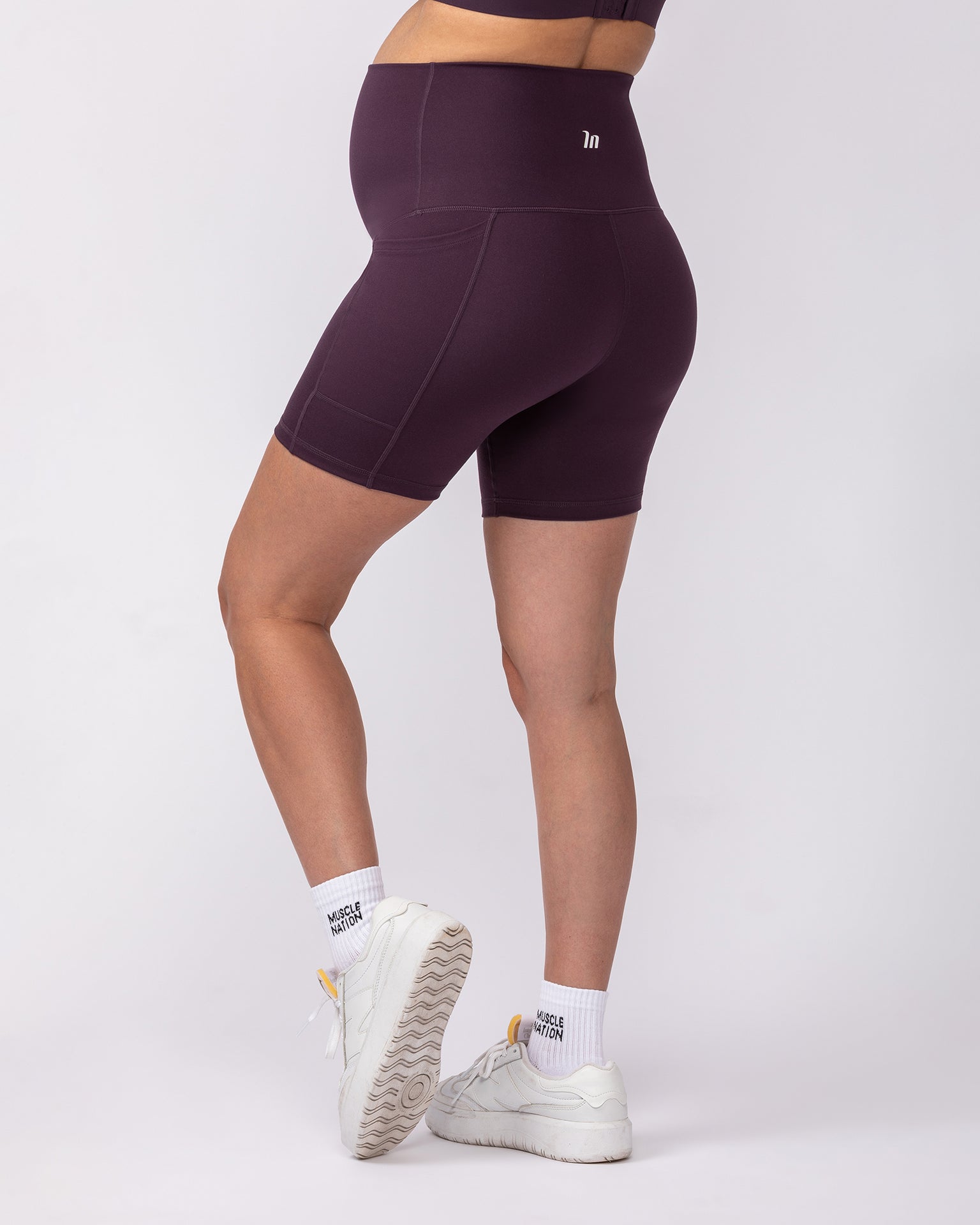Maternity Everyday Pocket Bike Shorts - Midnight Plum-Maternity-XS-92417MIDNTPL-XS-MNAPPRL42743-4-Muscle Nation