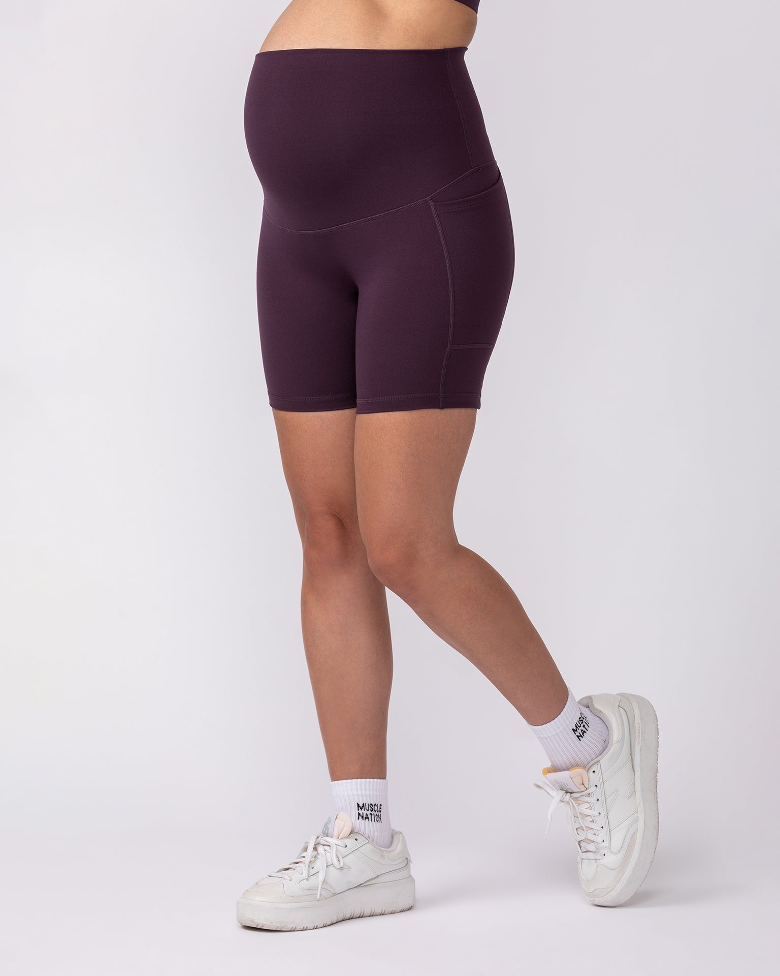 Maternity Everyday Pocket Bike Shorts - Midnight Plum-Maternity-XS-92417MIDNTPL-XS-MNAPPRL42743-3-Muscle Nation