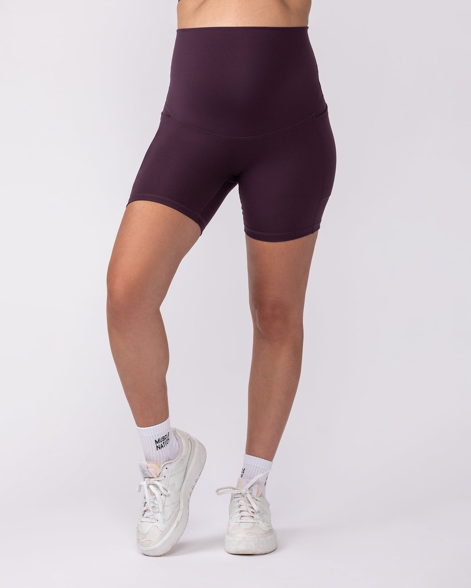 Maternity Everyday Pocket Bike Shorts - Midnight Plum-Maternity-XS-92417MIDNTPL-XS-MNAPPRL42743-2-Muscle Nation