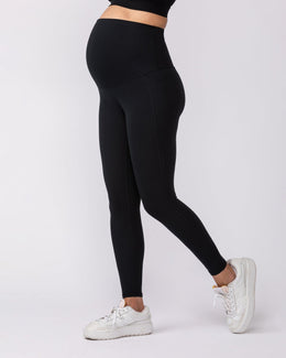 Maternity Everyday Pocket Leggings Black - Muscle Nation maternity leggings