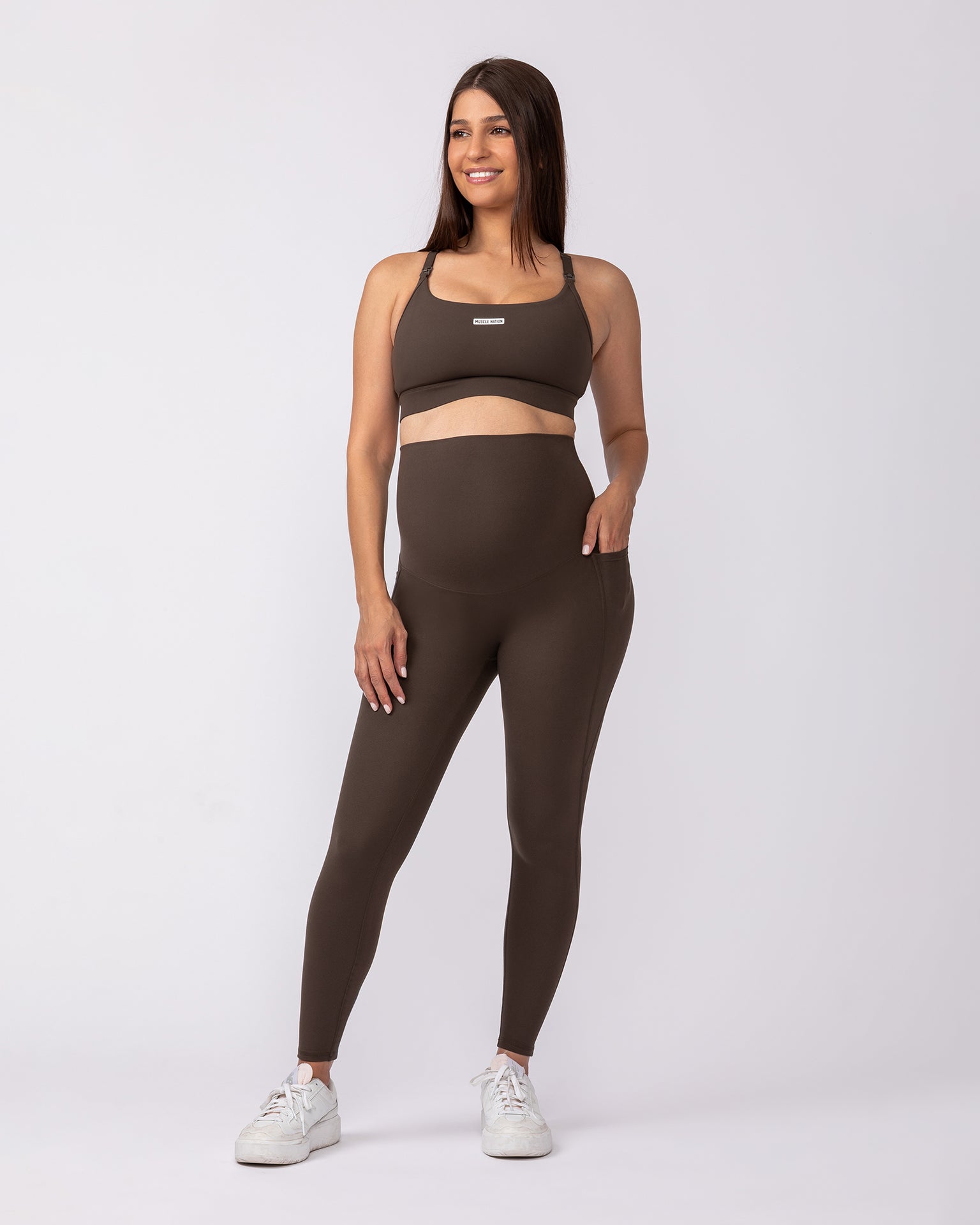 Maternity Everyday Pocket Leggings - Deep Brown-Maternity-XS-92418DEPBRN-XS-MNAPPRL42759-6-Muscle Nation
