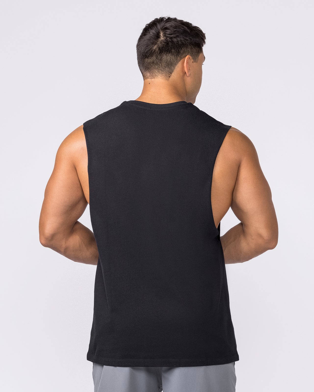 Training Drop Arm Tank Black - Muscle Nation men's muscle tank, view 4