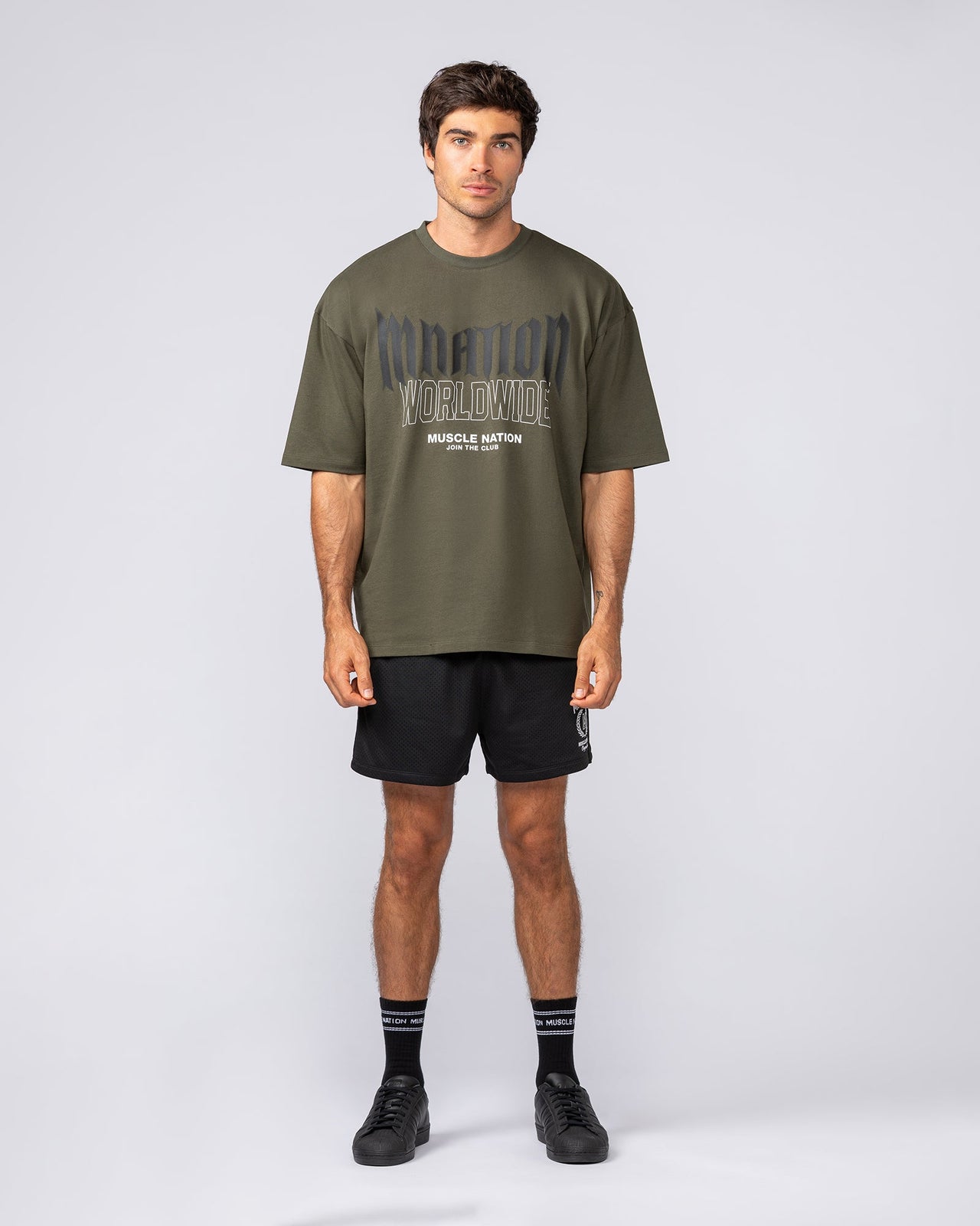 Metal Oversized Tee - Dark Khaki-T-Shirts-XS-032523DKHAKI-XS-MNAPPRL41181-4-Muscle Nation