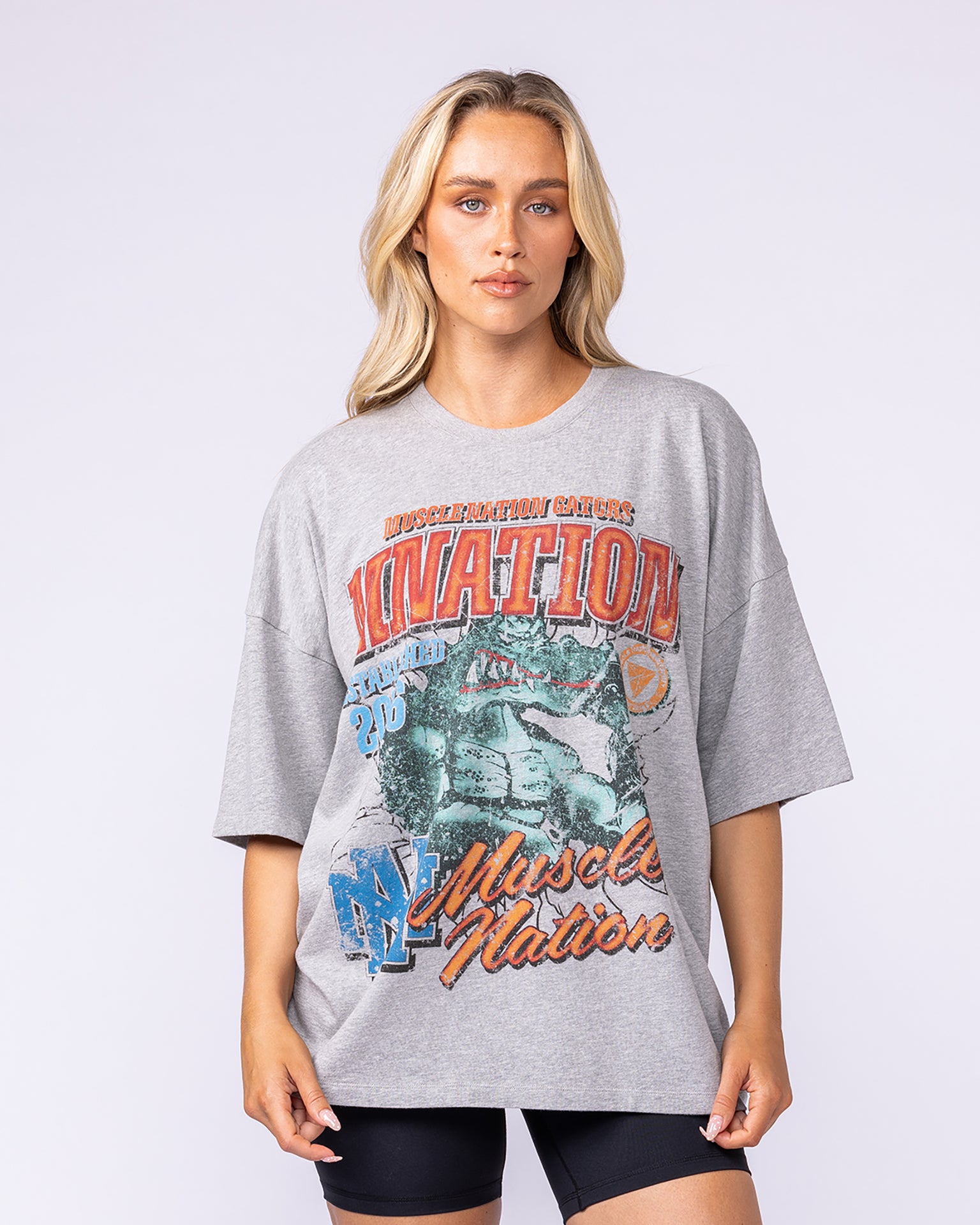 Gators Oversized Boxy Tee - Light Grey Marl-T-Shirts-XS-1125185LTGRYMRL-XS-MNAPPRL47555-7-Muscle Nation