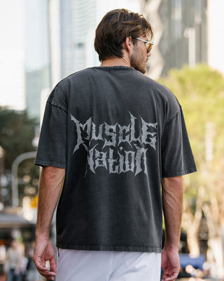 Metal Oversized Vintage Tee - Washed Black-T-Shirts-XS-1125135WSHBLK-XS-MNAPPRL47563-1-Muscle Nation