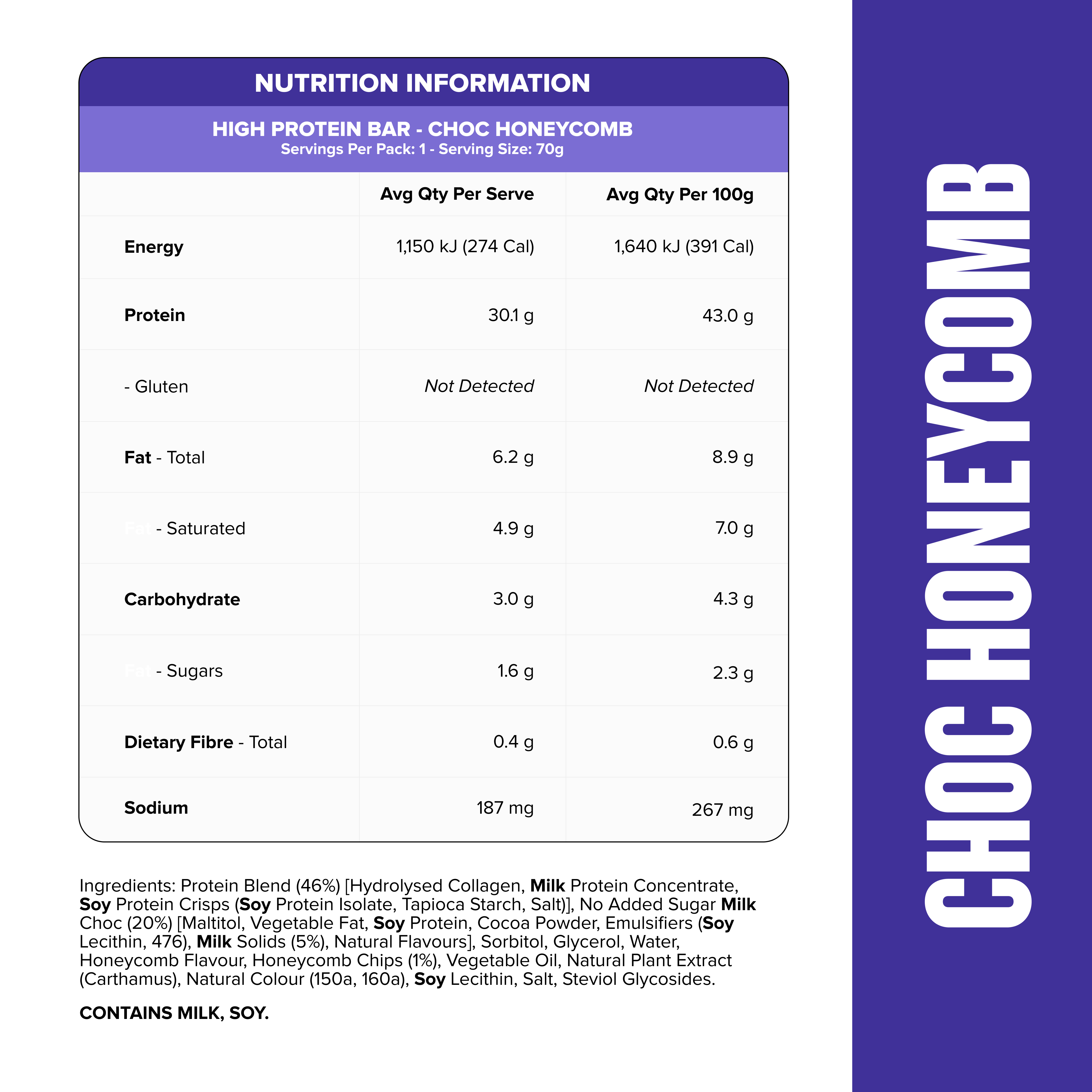 HIGH PROTEIN BAR - Choc Honeycomb - Box of 12-Protein Bars-MNSUPPS0418-19359054002415-2-Muscle Nation