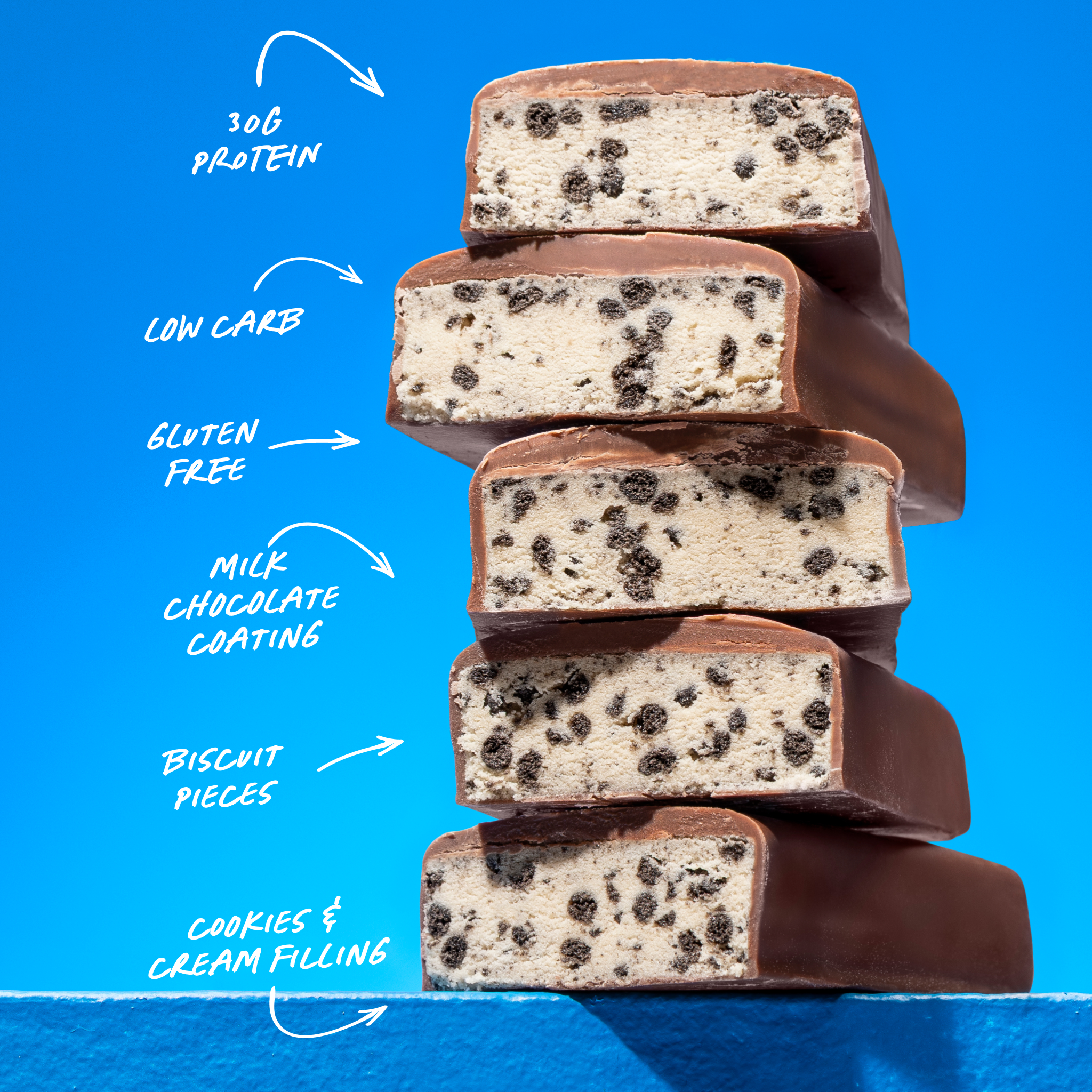 HIGH PROTEIN BAR - Cookies & Cream - Box of 12-Protein Bars-MNSUPPS0416-19359054001890-3-Muscle Nation