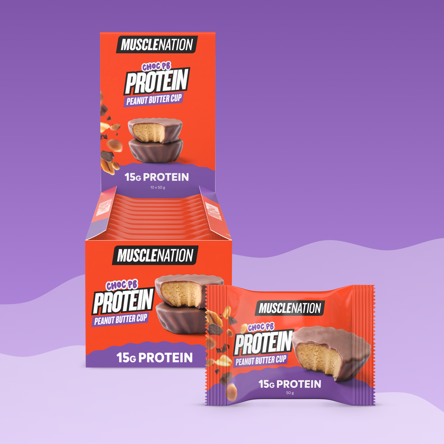 PEANUT BUTTER CUP - Choc Peanut - Box of 10-Snacks & Drinks-MNSUPPS0420-19359054002408-1-Muscle Nation