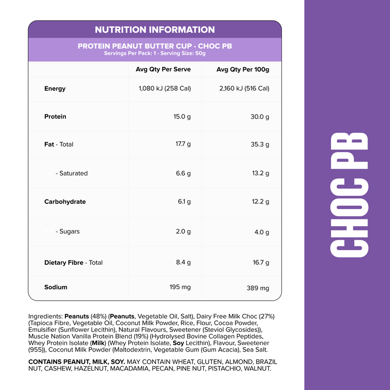 PEANUT BUTTER CUP - Choc Peanut - Box of 10-Snacks & Drinks-MNSUPPS0420-19359054002408-2-Muscle Nation