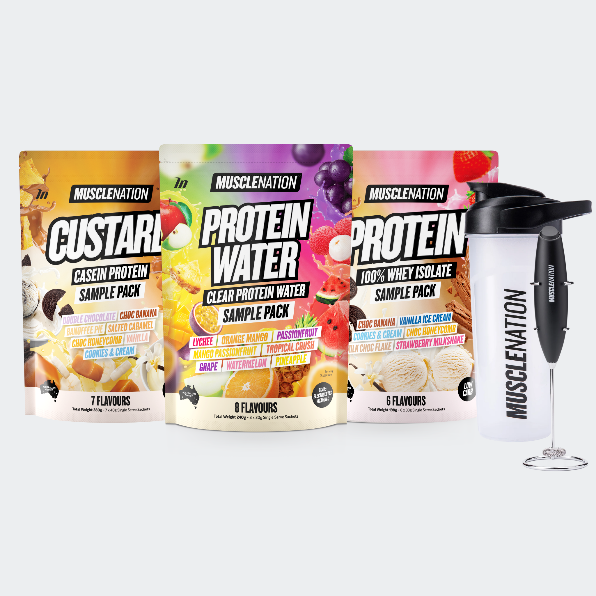 The Protein Sample Pack-Bundle-Clear / Black-1-Muscle Nation