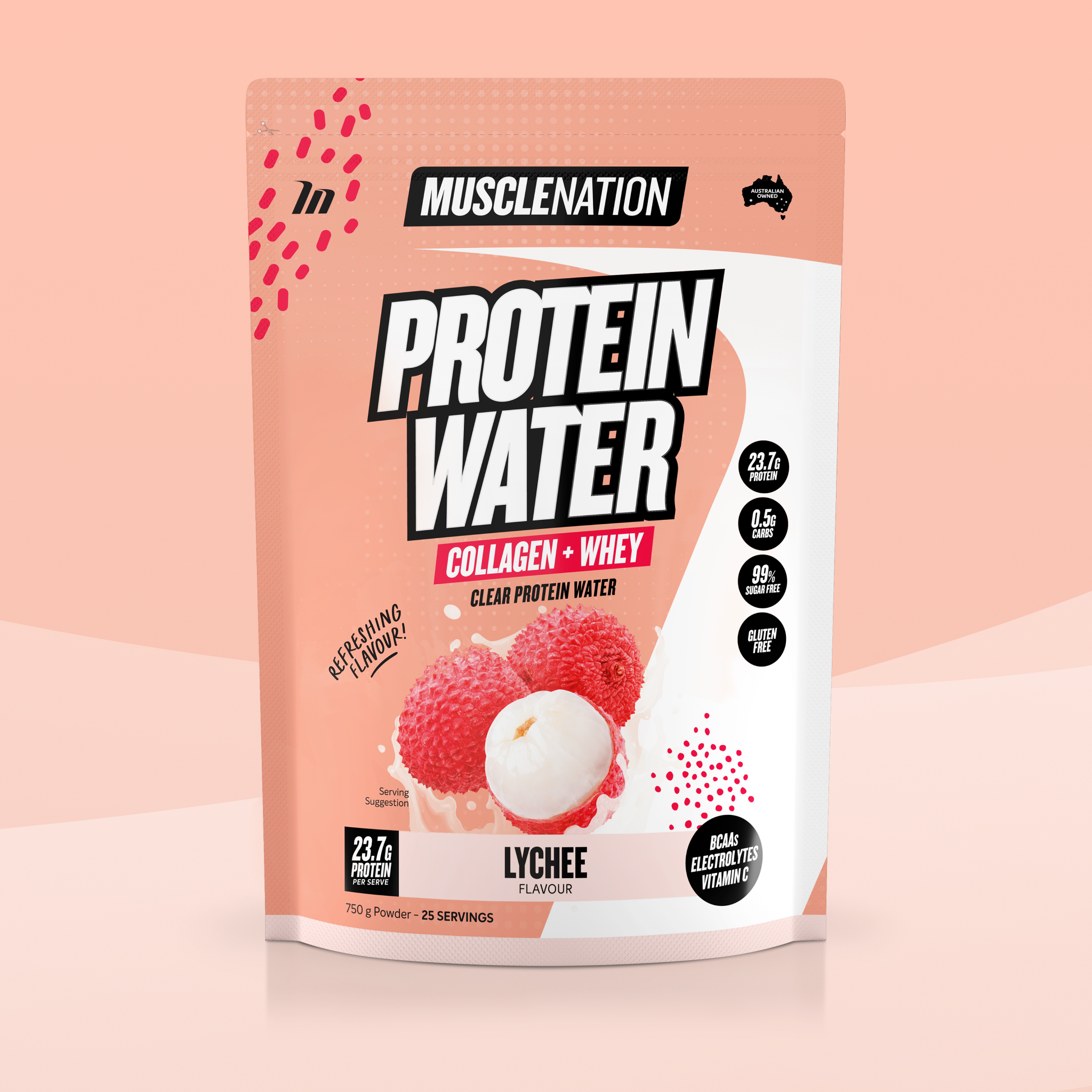 PROTEIN WATER - Lychee - 25 serves-Protein Waters-MNSUPPS0369-9359054002104-1-Muscle Nation