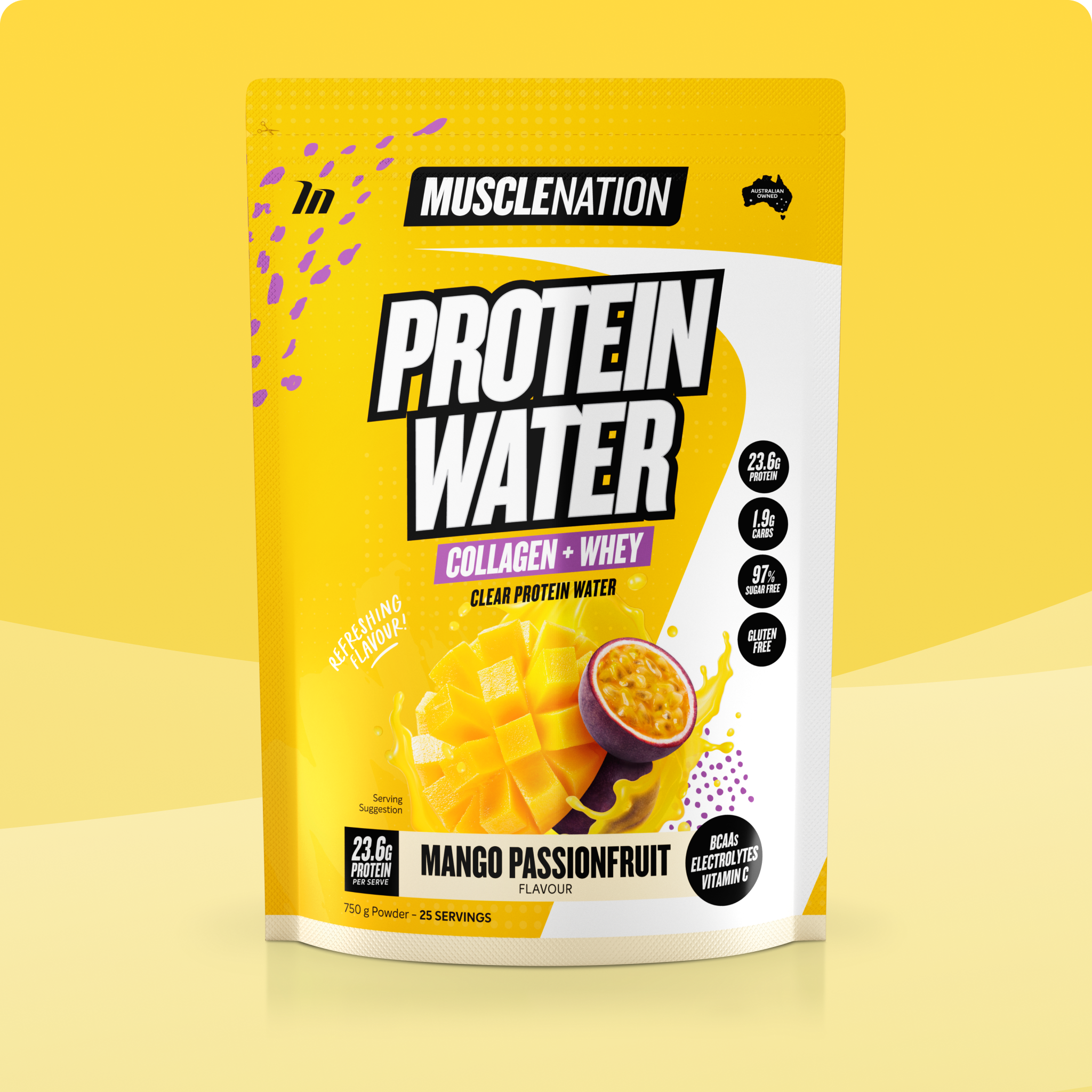 PROTEIN WATER - Mango Passionfruit - 25 serves-Protein Waters-MNSUPPS0211-9359054001213-1-Muscle Nation