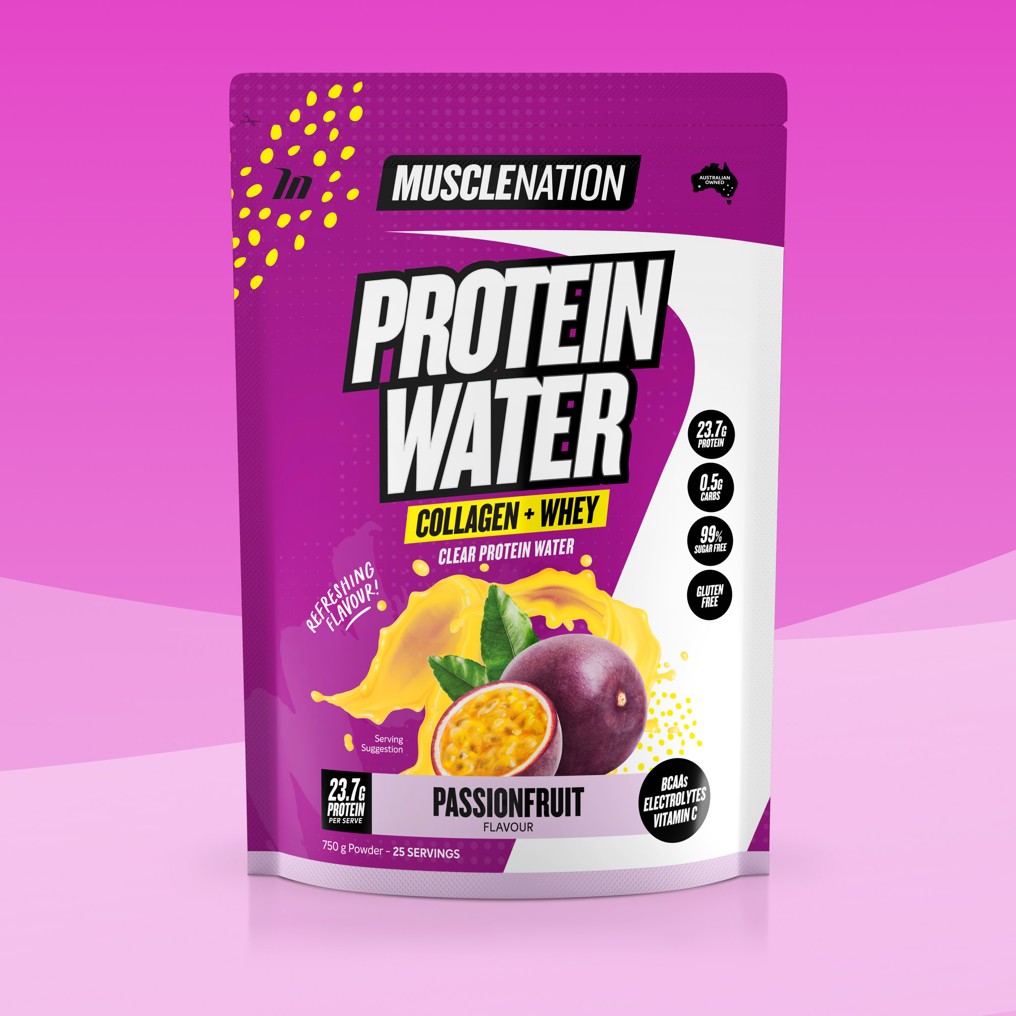 PROTEIN WATER - Passionfruit - 25 serves-Protein Waters-MNSUPPS0370-9359054002098-1-Muscle Nation
