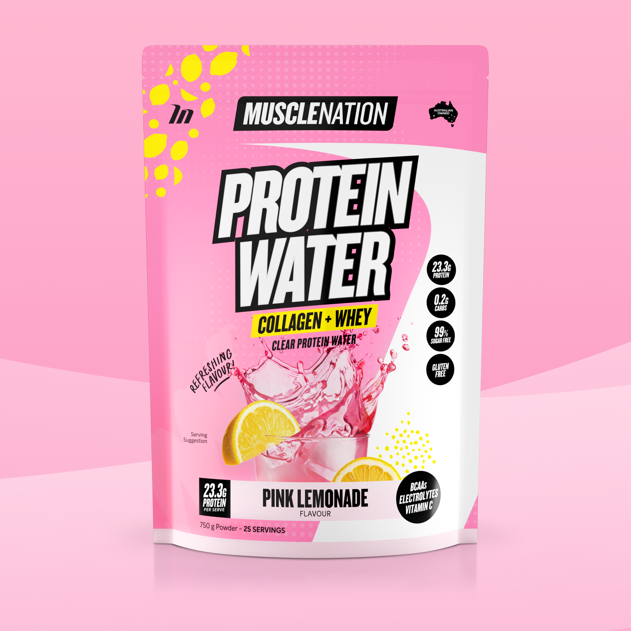 PROTEIN WATER - Pink Lemonade - 25 serves-Protein Waters-MNSUPPS0376-9359054002845-1-Muscle Nation