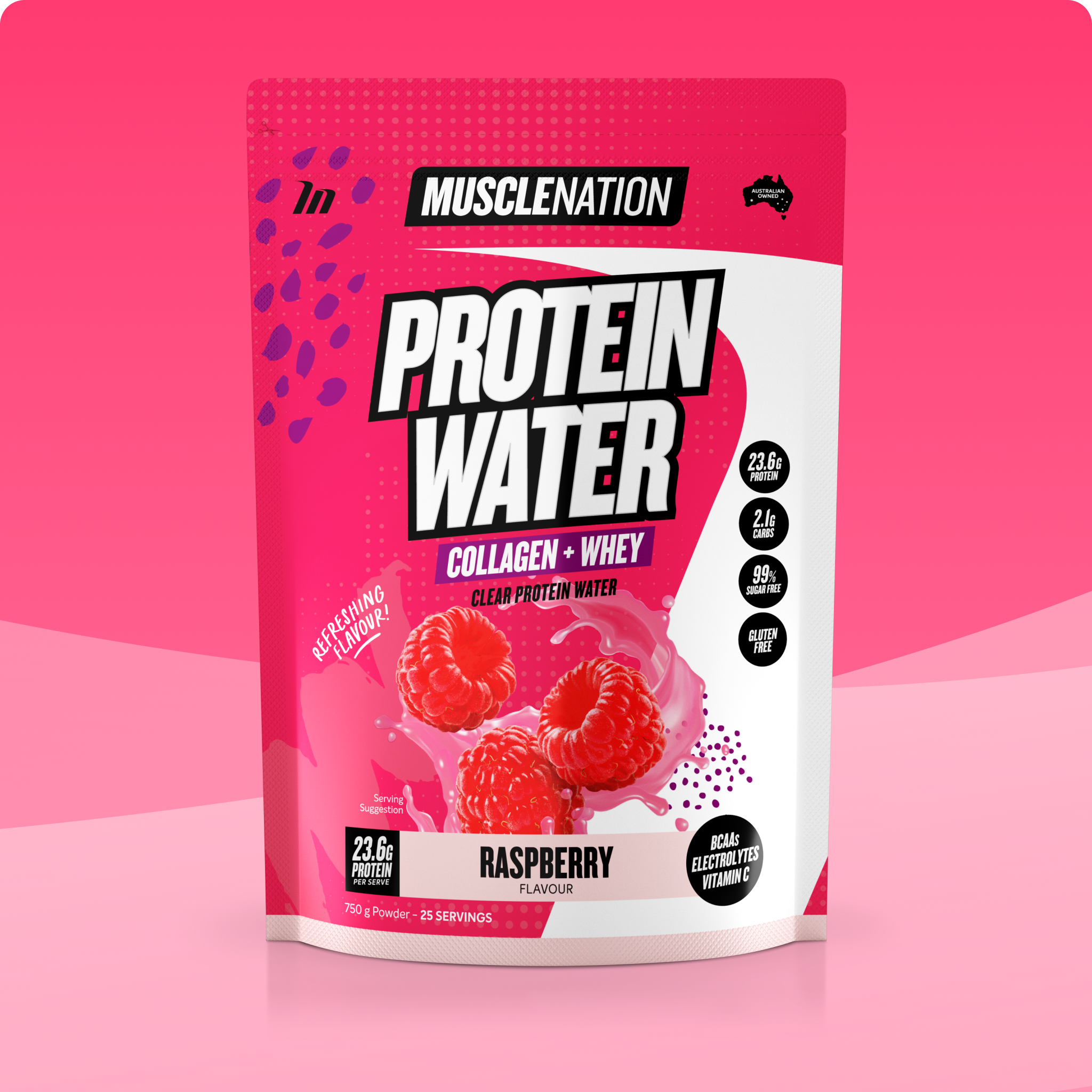 PROTEIN WATER - Raspberry - 25 serves-Protein Waters-MNSUPPS0210-9359054001237-1-Muscle Nation