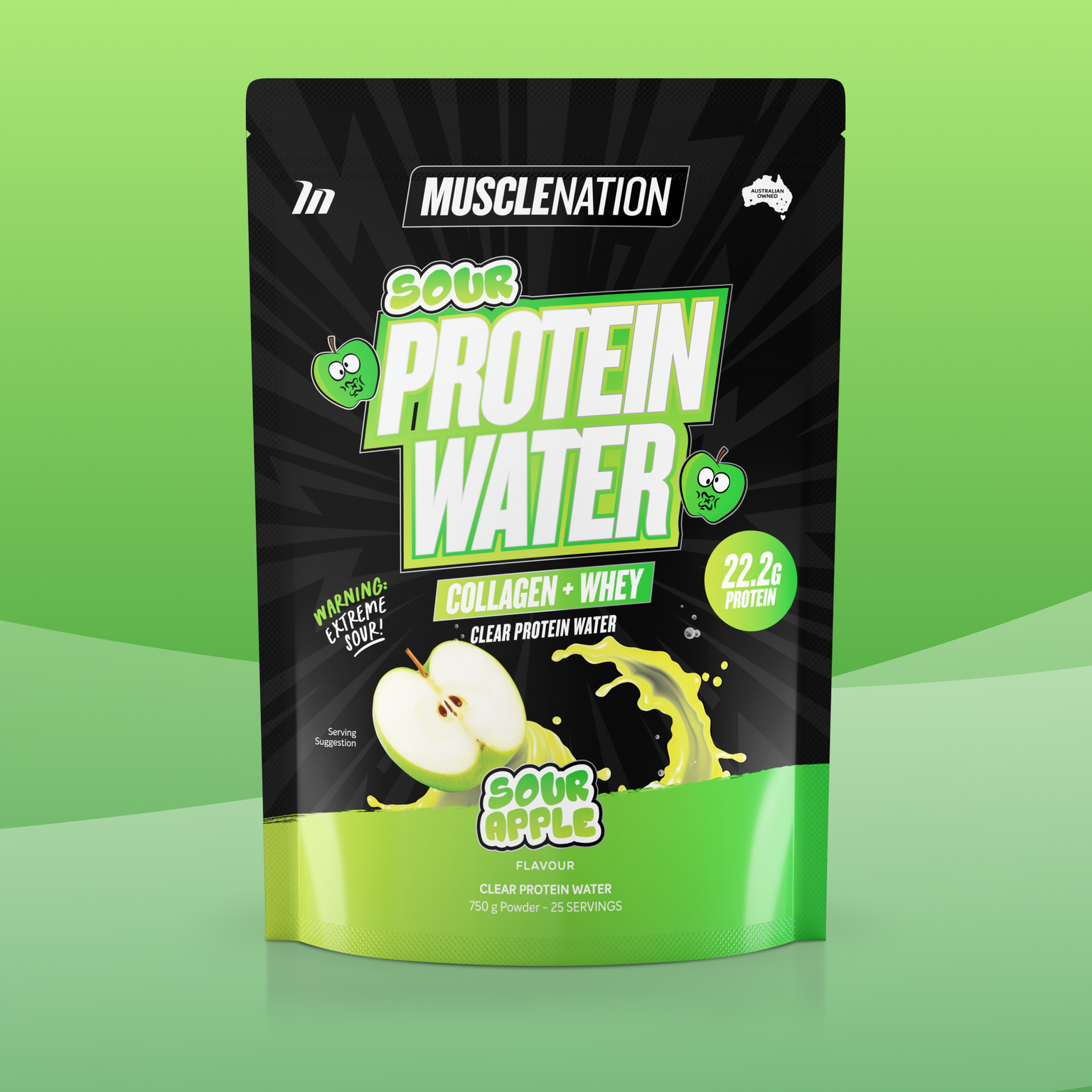 PROTEIN WATER - Sour Apple - 25 serves-Protein Waters-MNSUPPS0381-9359054002807-1-Muscle Nation
