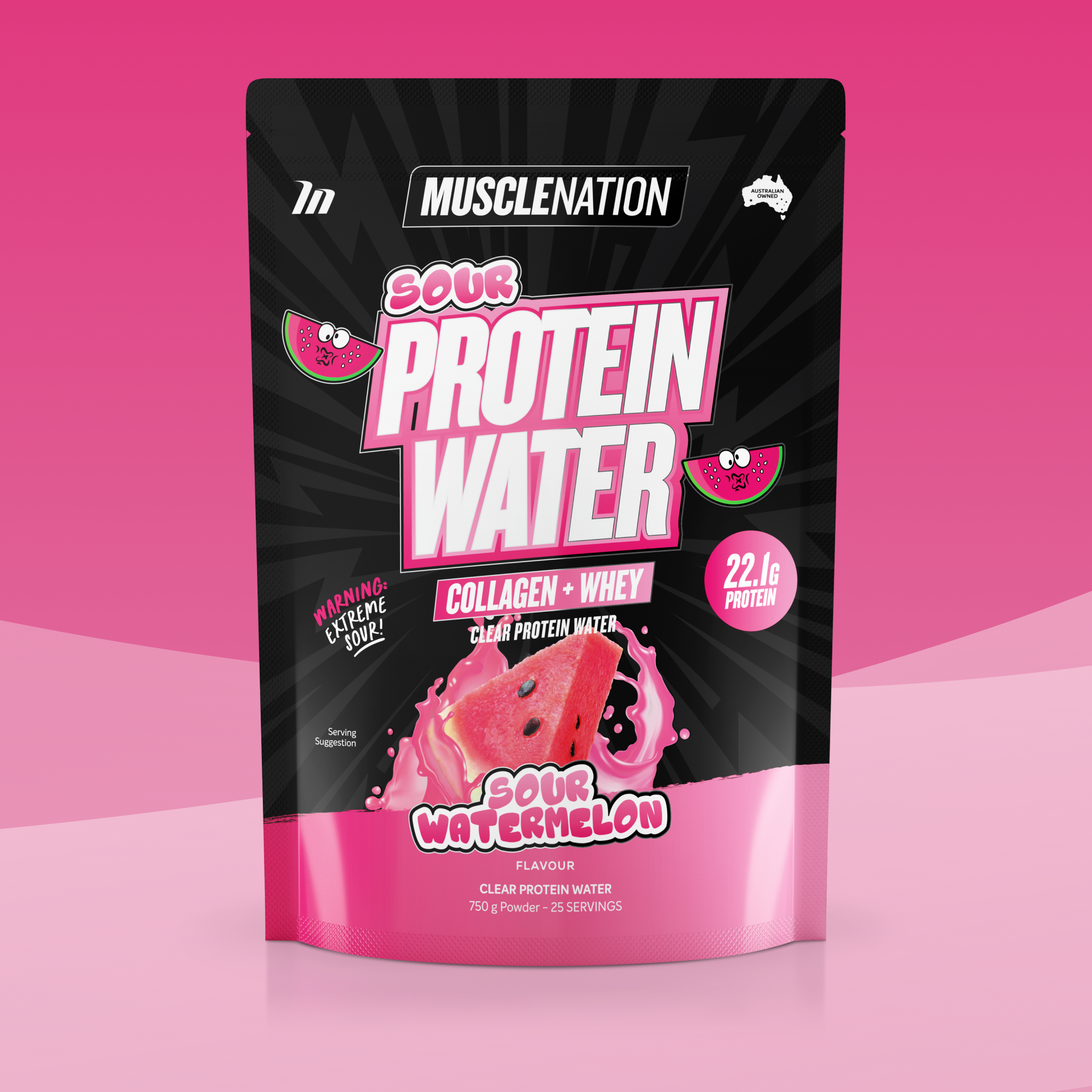 PROTEIN WATER - Sour Watermelon - 25 serves-Protein Waters-MNSUPPS0382-9359054002814-1-Muscle Nation